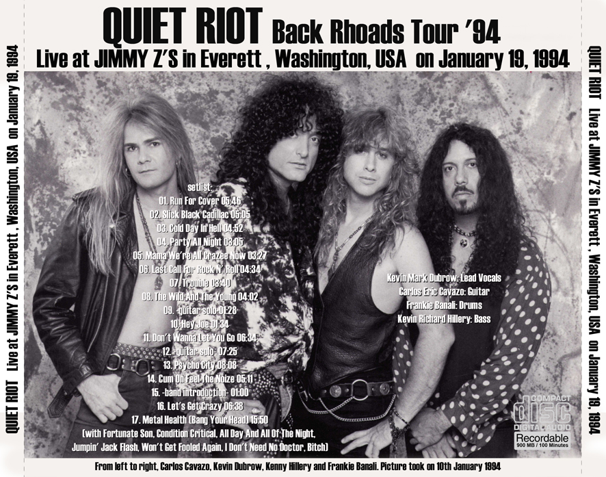 Quiet Riot live at Jimmy Z's in Everett tray